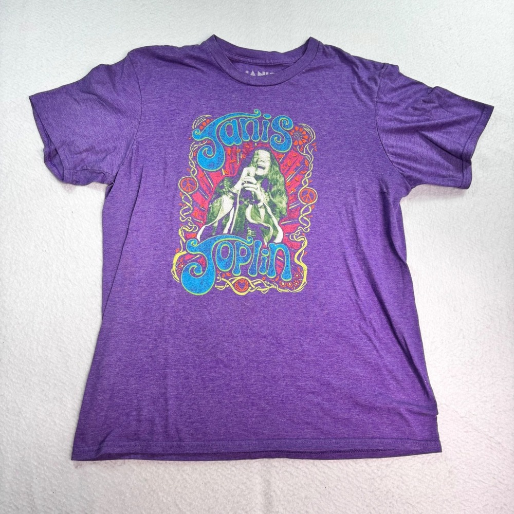 Janis Joplin Graphic Band T Shirt Psychedelic Rock Purple Large Retro Tee
